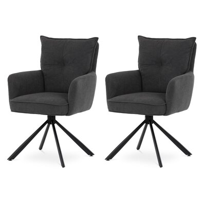 Set de scaune de sufragerie cu mecanism deîntoarcere HC-X1128 GREY2, manșestru, 2 buc.