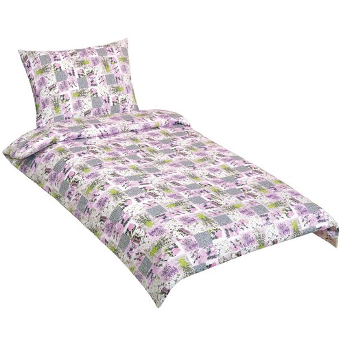 Bellatex Бавовняна постільна білизна Печворк  бузковий, 140 x 220 см, 70 x 90 см