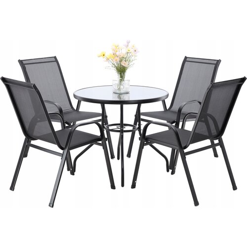 Aldotrade Set de mobilier de grădină LUKO, negru,5 piese