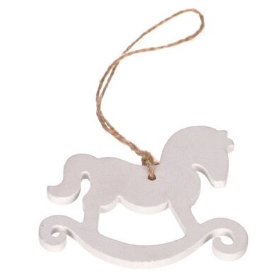 Ornament de Crăciun din lemn Ponny, alb, 8 buc