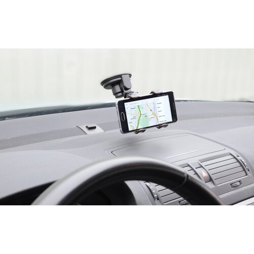 Suport pentru telefon / GPS pe ventuză Compas Double Clips, negru