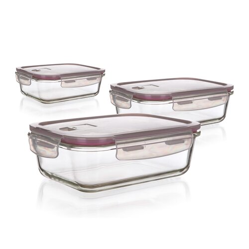 Banquet Set of glass jars with lids Lora,burgundy, 3 pcs