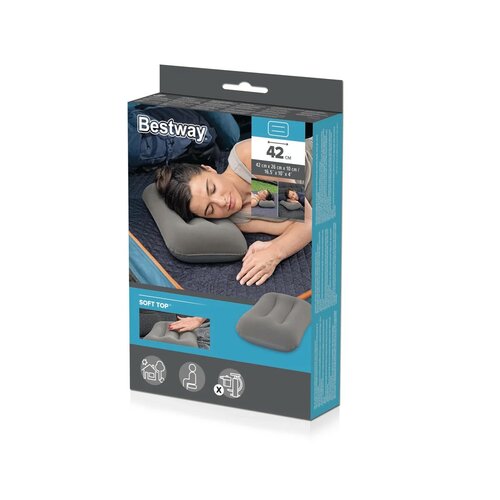 Bestway Usnjen napihljiv vzglavnik, modra, 42 x 26x 10 cm
