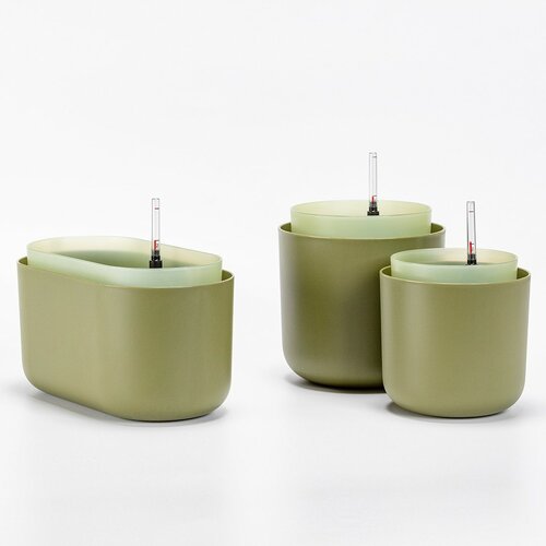 Jardinieră cu auto-irigare Plastia, verde,31 x 16 cm