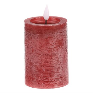 Sviečka s LED osvetlením a časovačom, červená, parafín, 13 cm
