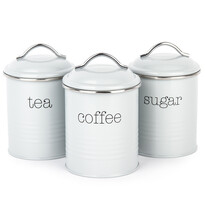 Kávé, tea, cukor tárolódoboz készlet, szürke