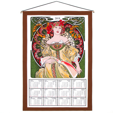 Calendar de perete din textil 2018 Alfons Mucha, 45 x 65 cm