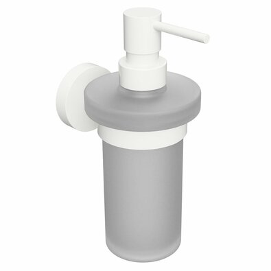 Dozator de săpun Sapho XR101W X-Round White 230ml , sticlă lăptoasă/alb