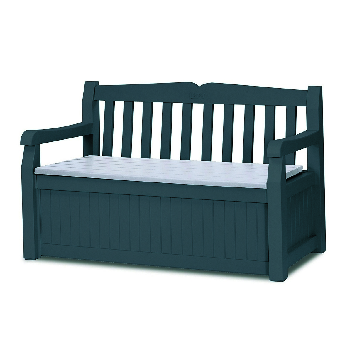 Keter Cutie de depozitare pentru grădină cu bancăEden gri, 265 l, 140 x 60 x 84 cm
