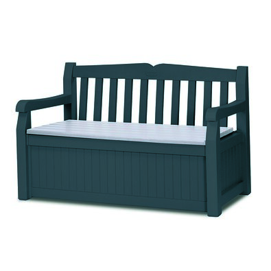 Cutie de depozitare pentru grădină cu bancă Keter Eden gri, 265 l, 140 x 60 x 84 cm