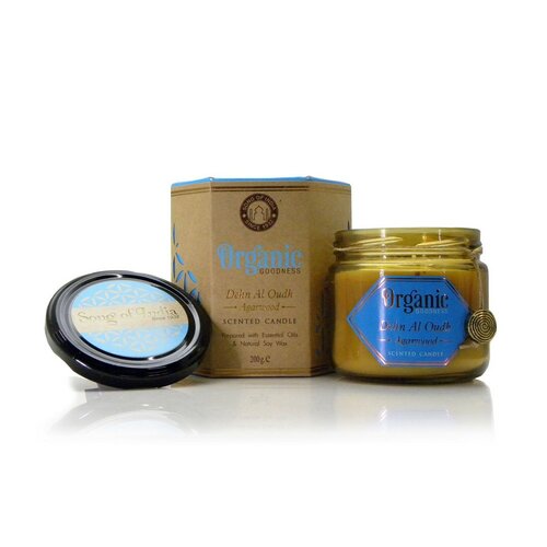 Lumânare organică Dehn Al Oudh - Agarwood 200 g însticlă ambră