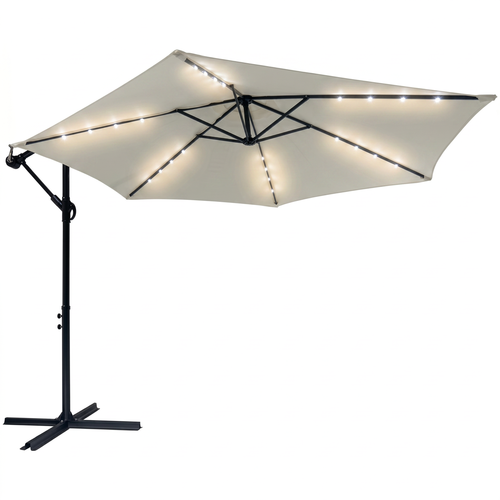 Avenberg Duży parasol z regulacją nachylenia Sunny LED 300, beżowy