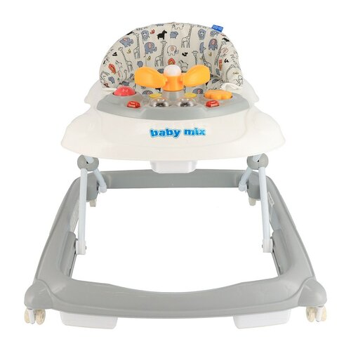 Baby Mix Walker pentru copii cu volan și roți dinsilicon, gri, 50 x 44 x 50 cm