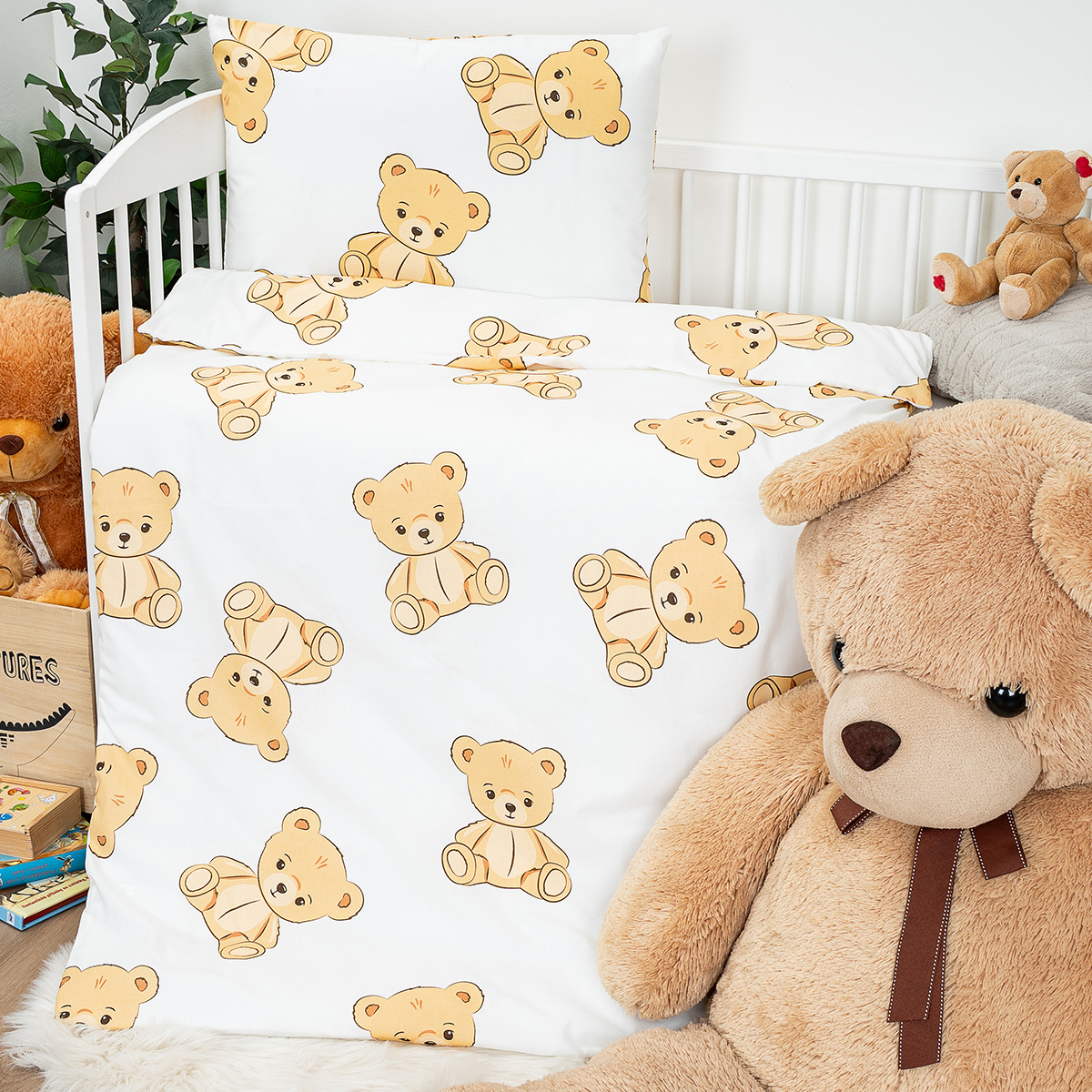 4Home Detské bavlnené obliečky do postieľky Teddies, 100 x 135 cm, 40 x 60 cm