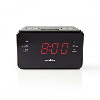Nedis Digitális ébresztőóra rádióval 0,9" LEDkijelzővel, fekete színben