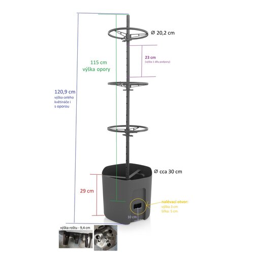 Gardenico Lonec za gojenje paradižnika, antracit,premer 29 cm