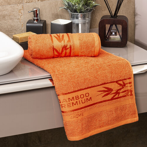 4Home Set Bamboo Premium Badetuch und Handtuch Orange, 70 x 140 cm, 50 x 100 cm