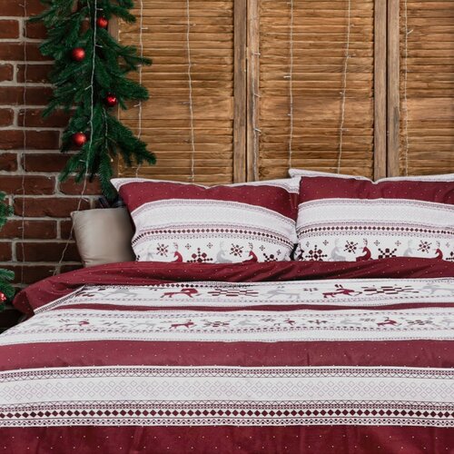 Matex karácsonyi flanel ágyneműhuzat piros, 140 x 200 cm, 70 x 90 cm