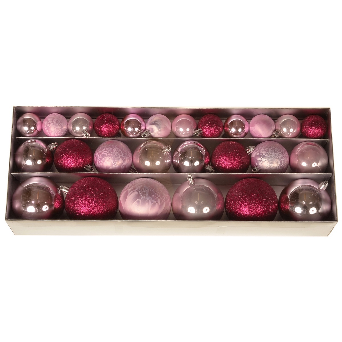 Set ornamente de Crăciun, Moya 26 buc., roz
