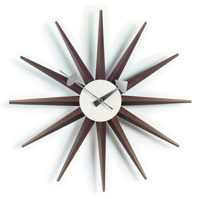 Nástenné hodiny Sunburst Clock 47 cm, orech