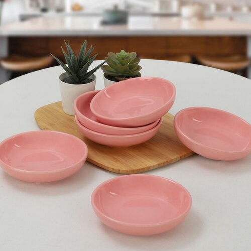 Set de 6 boluri ceramice Lunis 13 cm, roz