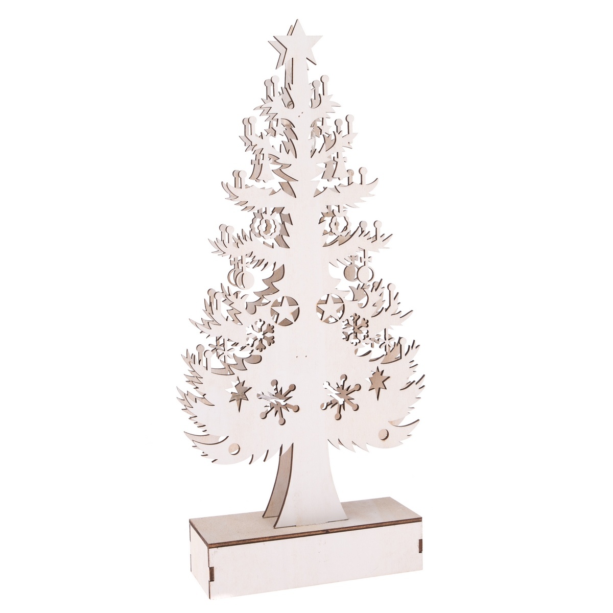Fotografie Vánoční dřevěná LED dekorace Stromek bílá, 32 x 15 cm