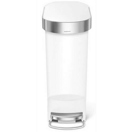 Simplehuman Wąski kosz na śmieci z pedałem 40 l, biały