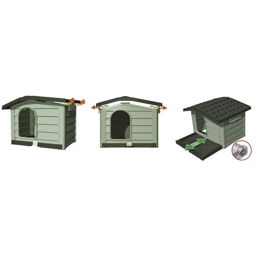 Hundehütte Bungalow Grün, 89 x 75 x 62 cm