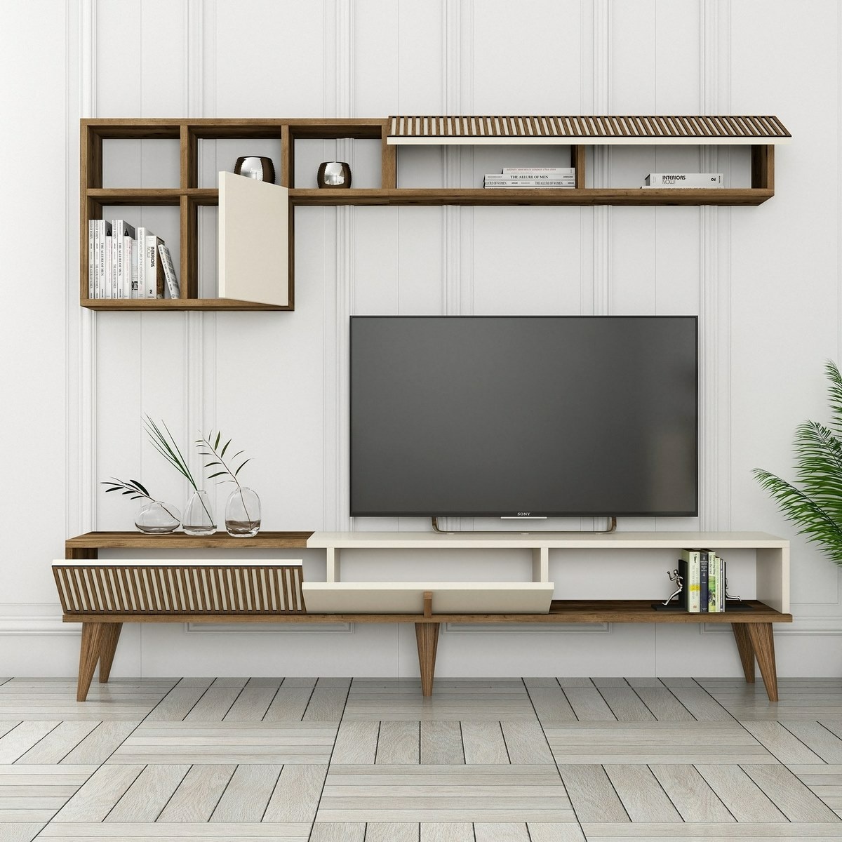 Televízna stena Milen Walnut and Cream