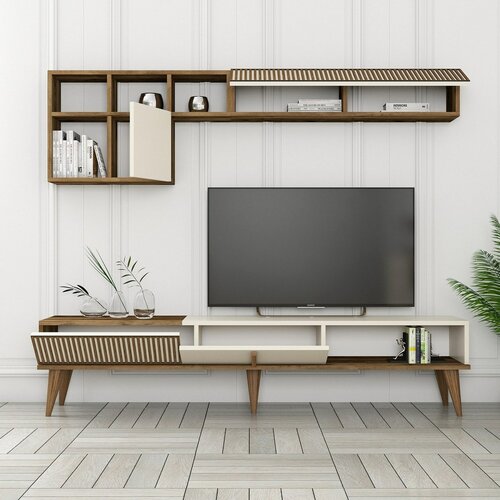 Perete TV Milen Walnut and Cream
