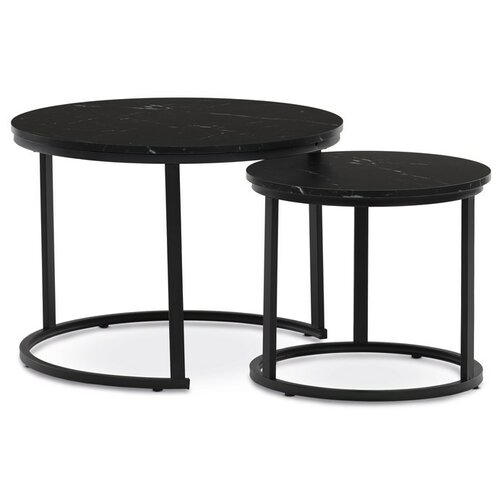 Beistelltisch-Set, schwarzer Marmor, 2 Stück