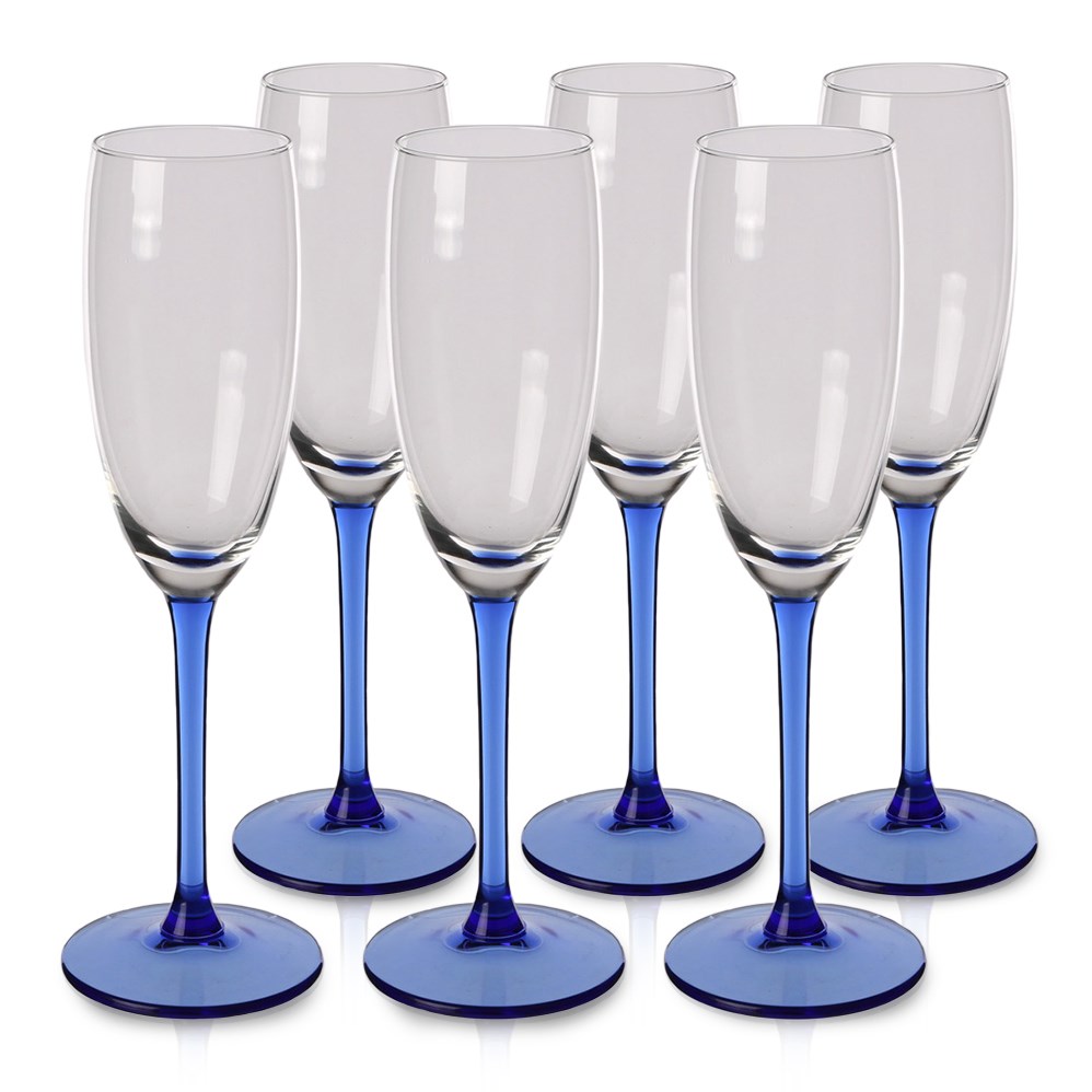6-dielna sada pohárov na sekt Blue, 180 ml
