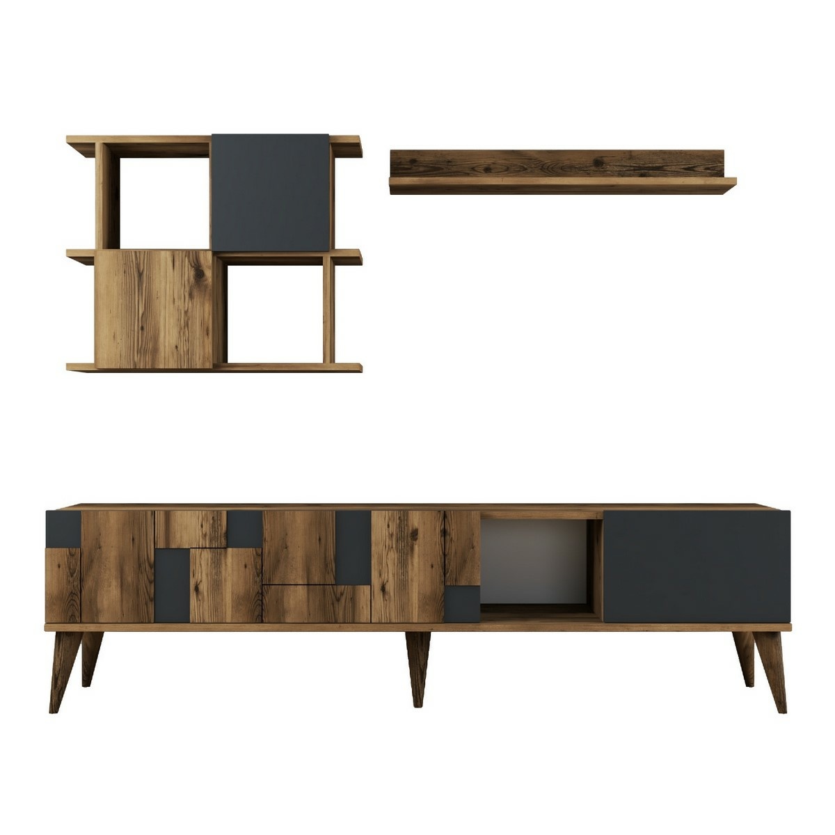 Madrid Anthracite and Walnut TV fal