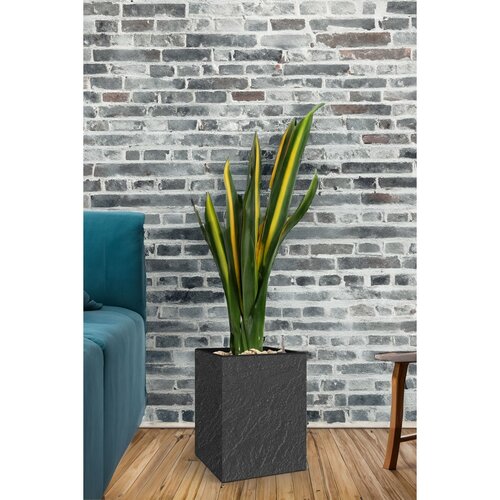 Ghiveci cu auto-udare Flower Lover CubicoStone antracit, 27 x 42 cm