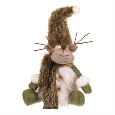 Dekoracja świąteczna Renifer siedzący, wys. 28 cm, zielony/biały