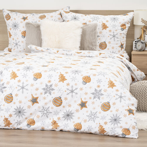 Lenjerie de pat din flanel 4Home Golden XmasNight, 140 x 200 cm, 70 x 90 cm