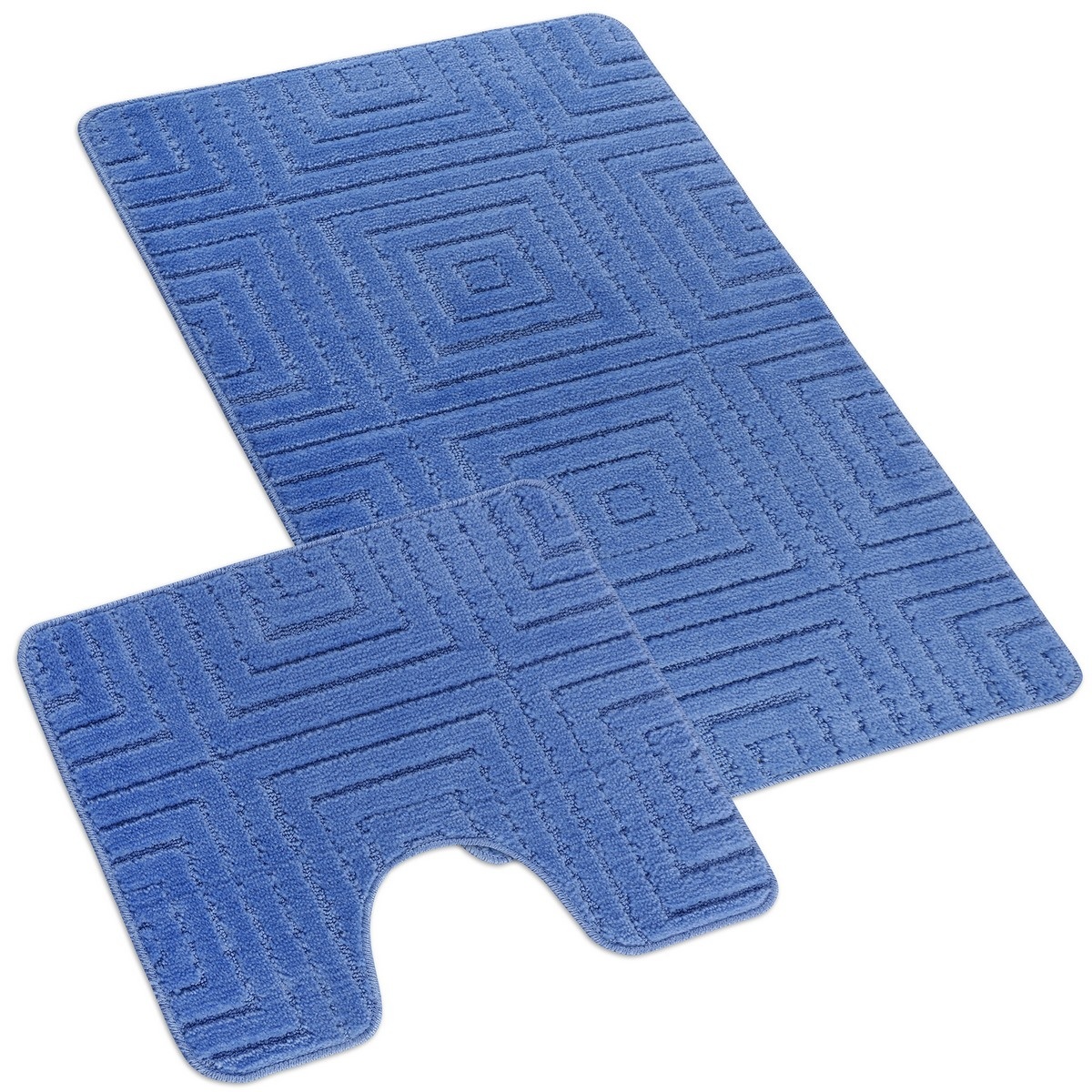 Bellatex Sada koupelnových předložek Standard Čtverce sv. modrá, 60 x 100 cm, 60 x 50 cm