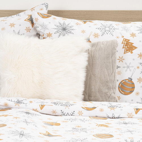 Lenjerie de pat din flanel 4Home Golden Xmas Night, 140 x 220 cm, 70 x 90 cm