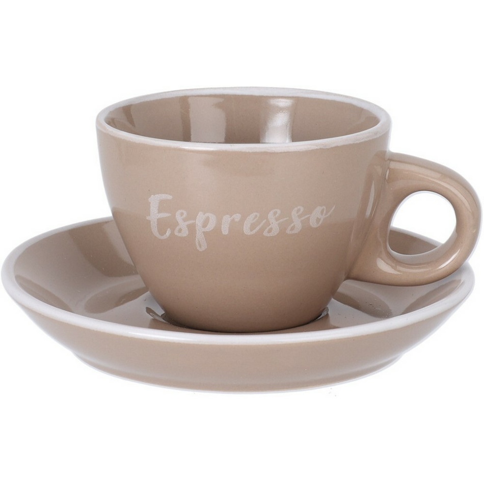 Ceașcă din gresie cu farfurioară Espresso, 100 ml,moca