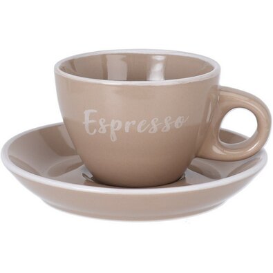 Kameninový šálek s podšálkem Espresso, 100 ml, mocha