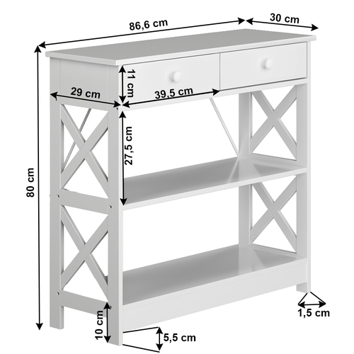 Konsolentisch Lomir, 86,6 x 30 x 80 cm