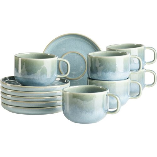 Mäser Set de cești de cafea cu farfurioare Cordelia Atacama Green, 6+6 buc.