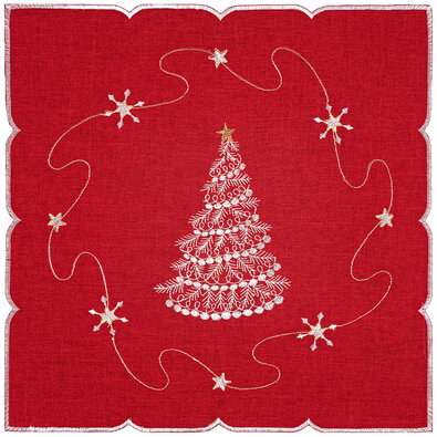 Weihnachtstischdecke Baum rot , 35 x 35 cm