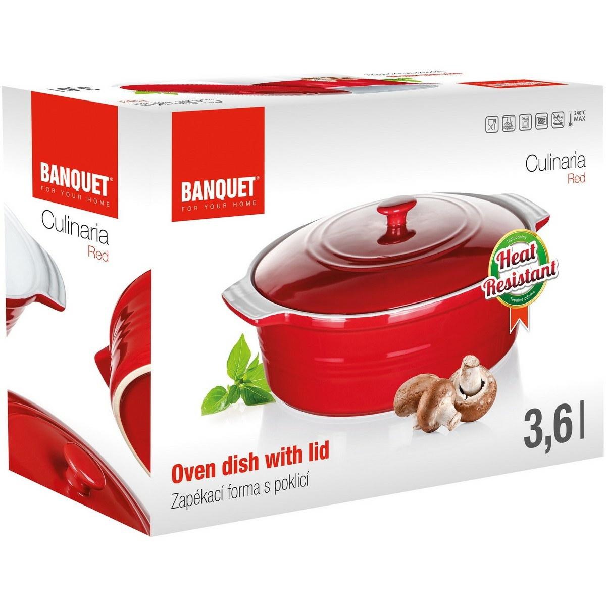 Banquet Forma zapekacia oválna s pokrievkou Culinaria Red 3,6 l, 3,6 l