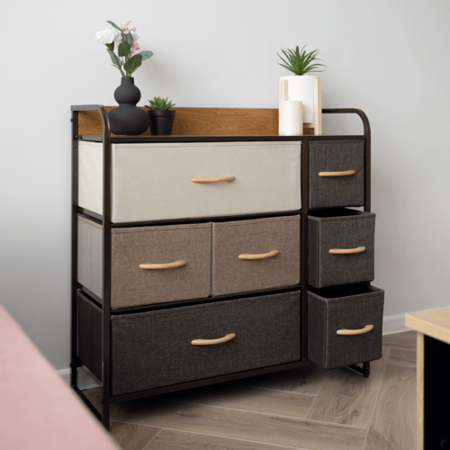 Comodă cu sertare din material textil HAZEL TIP 3,maro