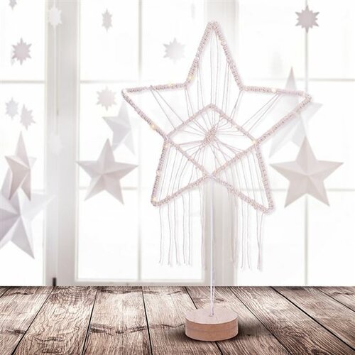 Stea de Crăciun LED Solight Prinzător de vise, alb, 49 cm, 45 de LED-uri, 2 baterii AAA