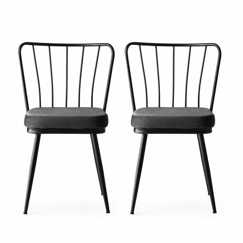 Sada jídelních židlí Yildiz Anthracite and Black, 2 ks
