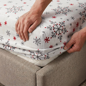 Cearșaf de pat de Crăciun 4Home Snowflakes,, microflanelă, 180 x 200 cm