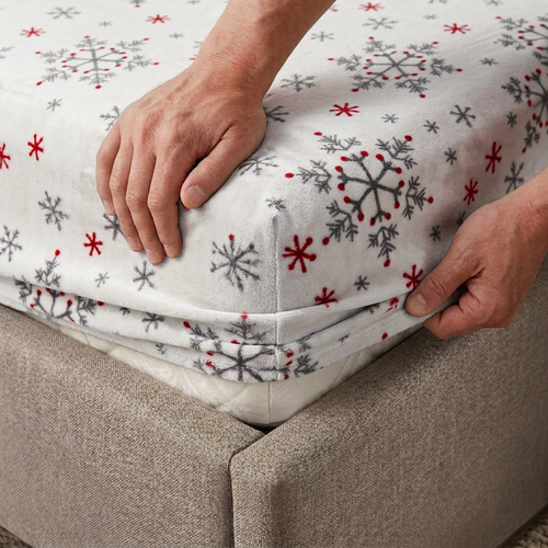 Cearșaf de pat de Crăciun 4Home Snowflakes,, microflanelă, 180 x 200 cm