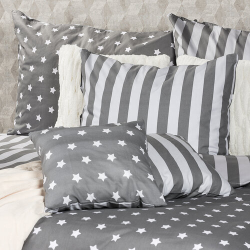 Lenjerie pat 1 pers., 4Home Stars gri, din bumbac, 160 x 200 cm, 70 x 80 cm